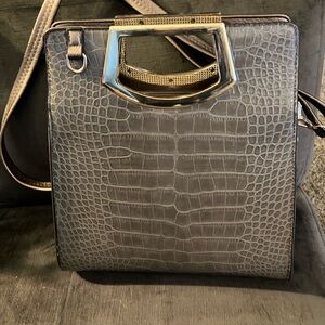 Elegant Gray Crocodile-Embossed Women’s handbag